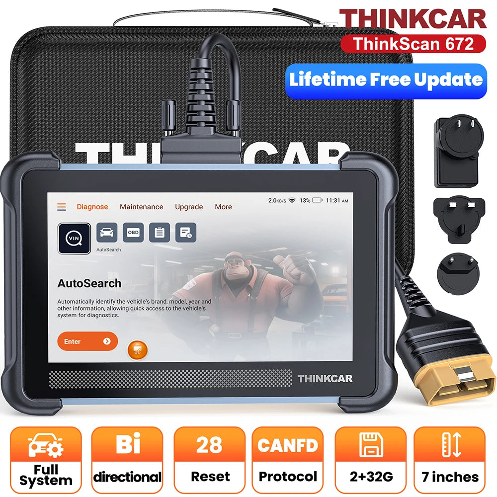 THINKCAR THINKSCAN 672 Professional Car Diagnostic Tool CANFD Bi-directional 28 Reset IMMO Full System Free Auto Obd2 Scanners